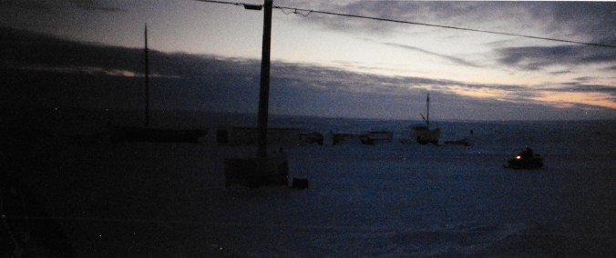 It's hard to get my bearings in Igloolik which never gets lighter than this in the middle of the day. (PHOTO BY JANE GEORGE)