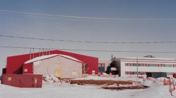 The gymnasium at Satuumavik School in Kangiqsualujjuaq has already been torn down three months after the avalanche. (PHOTO BY JANE GEORGE)