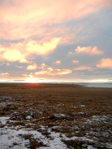 The sun sets near Cambridge Bay in late September. (PHOTO BY JANE GEORGE)