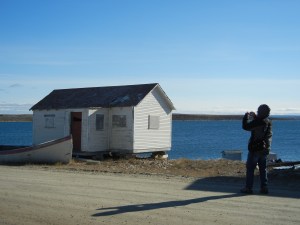 A cruiser takes a photo of an old Hudson Bay Co. building. (PHOTO BY JANE GEORGE)